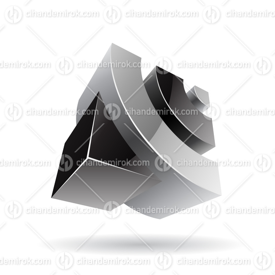3d Abstract Glossy Metallic Logo Icon of Grey and Black Wifi Shape 