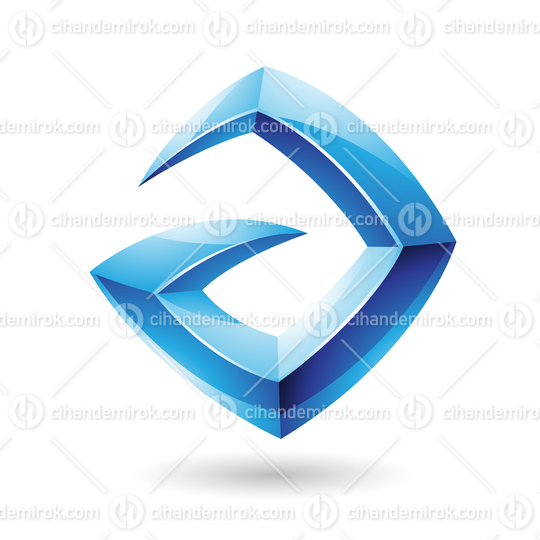 3d Glossy Blue Logo Shape of Letter A with Sharp Ends