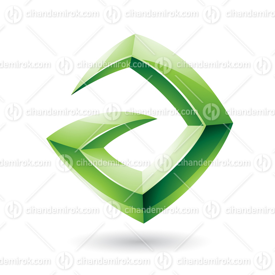 3d Glossy Green Logo Shape of Letter A with Sharp Ends