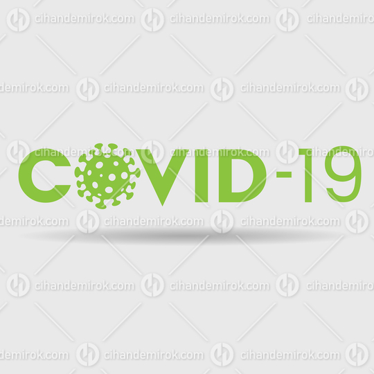Abstract Green Coronavirus Icon with Covid-19 Text
