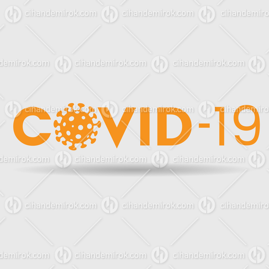 Abstract Orange Coronavirus Icon with Covid-19 Text