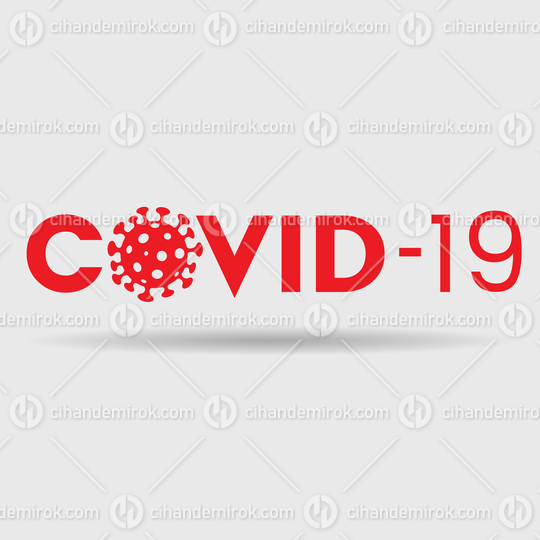 Abstract Red Coronavirus Icon with Covid-19 Text