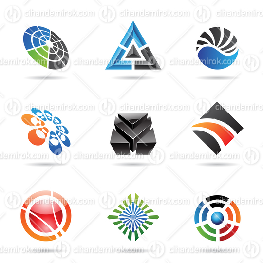 Abstract Various Colorful Geometrical Icon Set