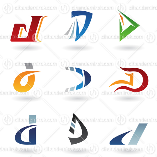 Abstract Vector Icons Based on the Letter D