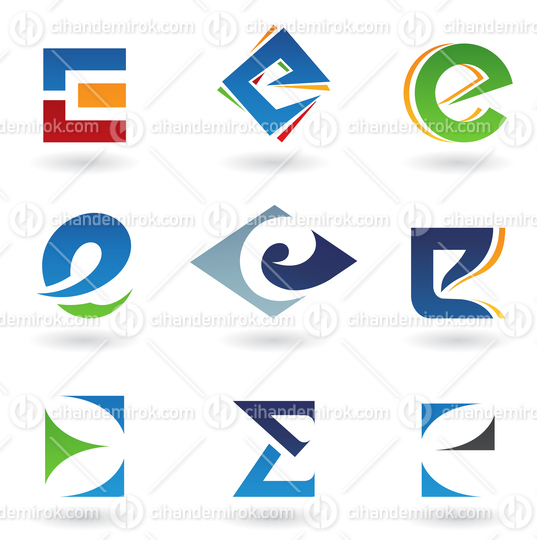 Abstract Vector Icons Based on the Letter E