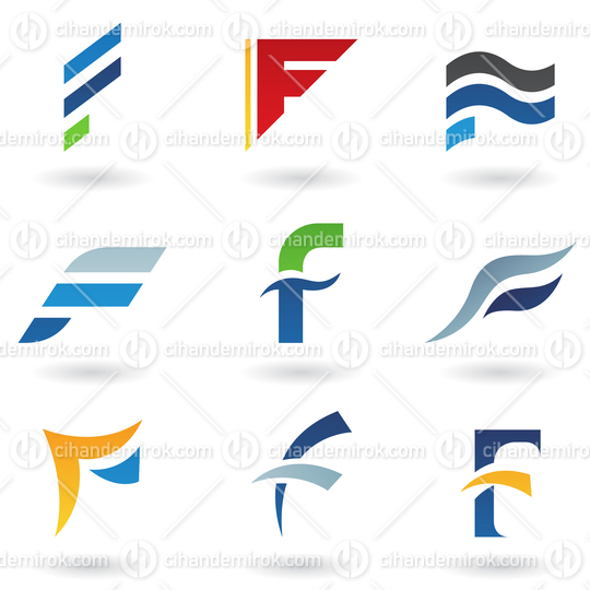 Abstract Vector Icons Based on the Letter F