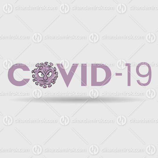 Angry Coronavirus over Purple Covid-19 Text