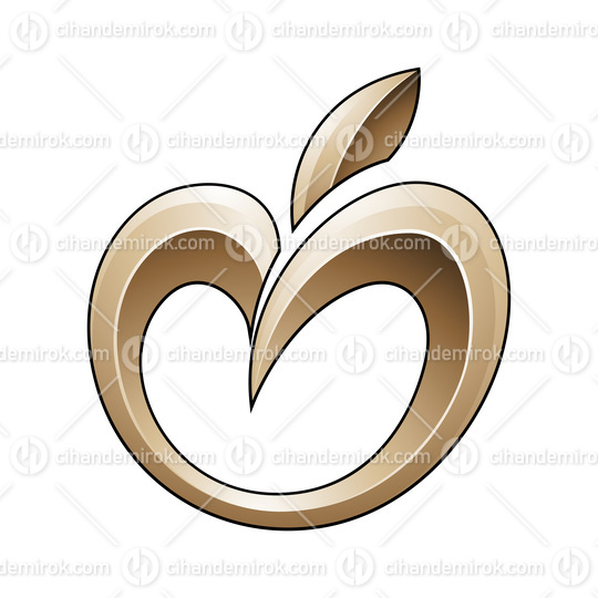 Apple Icon in Glossy Shades of Beige