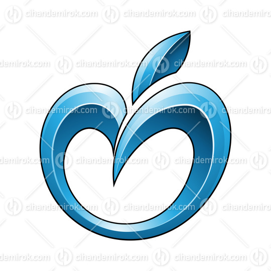 Apple Icon in Glossy Shades of Blue