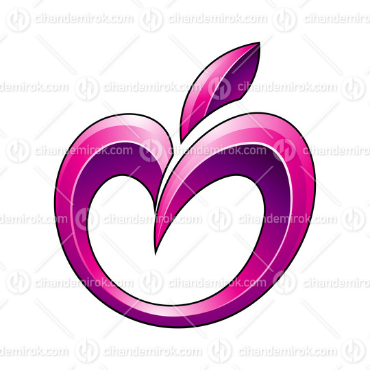 Apple Icon in Glossy Shades of Magenta 