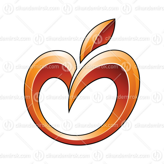 Apple Icon in Glossy Shades of Orange 