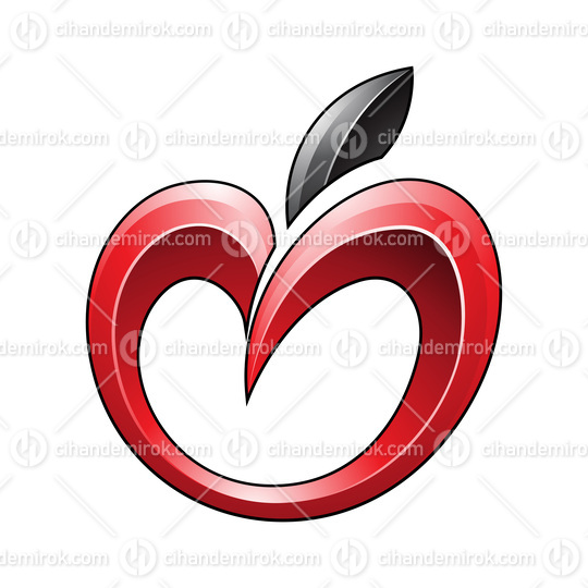 Apple Icon in Shades of Black and Red
