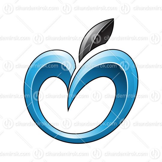 Apple Icon in Shades of Blue and Black