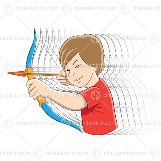 Archer Boy Cartoon with Motion Ghosting and Colorful Outlines