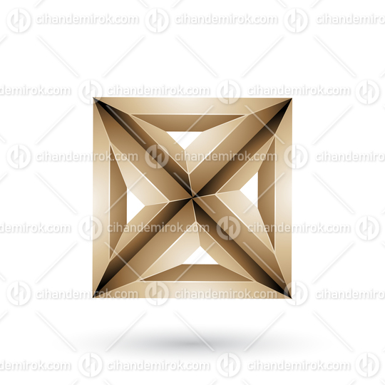 Beige 3d Geometrical Embossed Square and Triangle Shape 