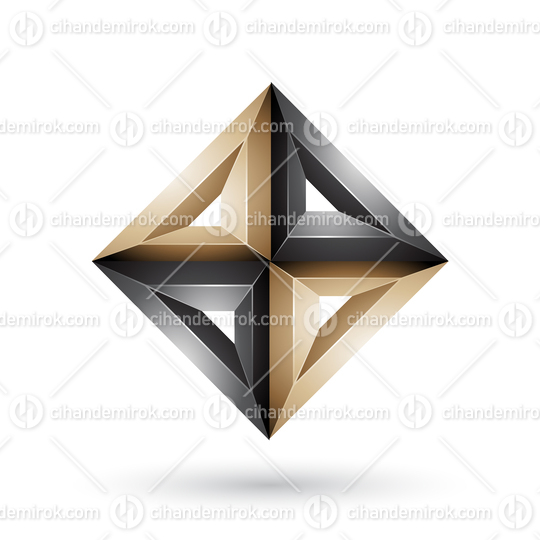 Beige and Black 3d Geometrical Embossed Diamond Shape 