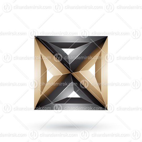 Beige and Black 3d Geometrical Embossed Square and Triangle Shape