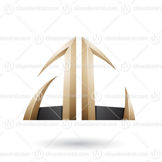Beige and Black Arrow Shaped A and C Letters Vector Illustration
