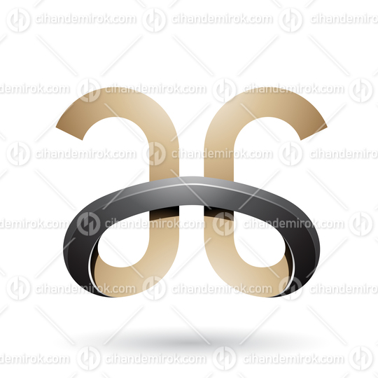 Beige and Black Bold Curvy Letters A and G Vector Illustration