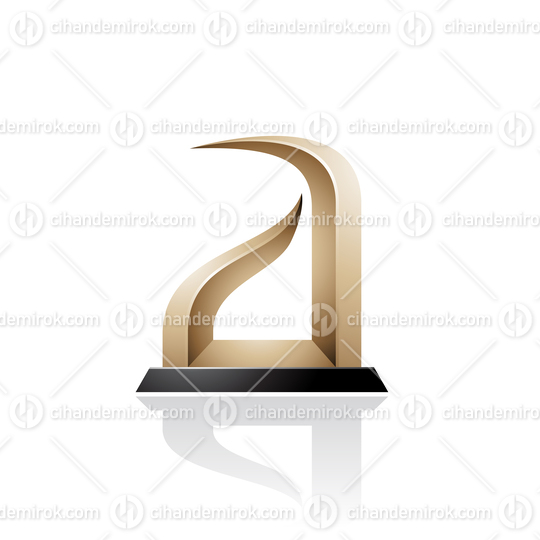 Beige and Black Bow-like Embossed Letter A Vector Illustration