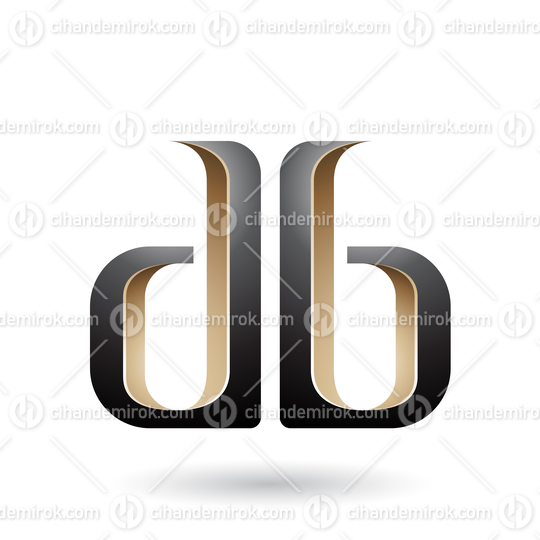 Beige and Black Double Sided D and B Letters Vector Illustration
