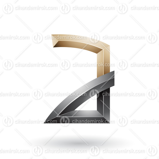 Beige and Black Embossed Letter A with Bended Joints