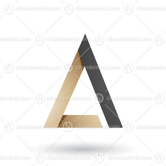 Beige and Black Folded Triangle Letter A Vector Illustration
