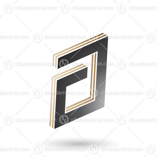 Beige and Black Rectangular Layered Letter A