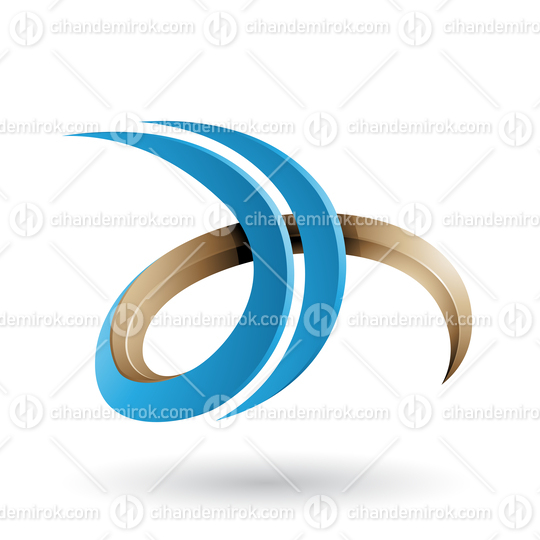 Beige and Blue 3d Curly Letter D and H Vector Illustration