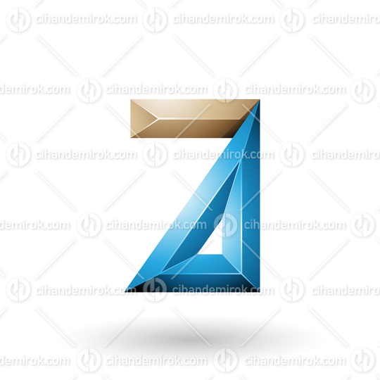 Beige and Blue 3d Geometrical Embossed Letter A