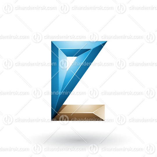 Beige and Blue 3d Geometrical Embossed Letter E