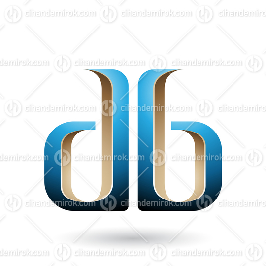 Beige and Blue Double Sided D and B Letters Vector Illustration