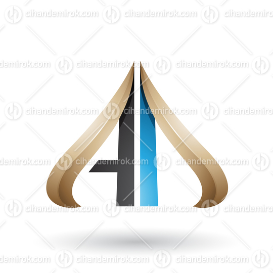 Beige and Blue Embossed Arrow-like Letters A and D