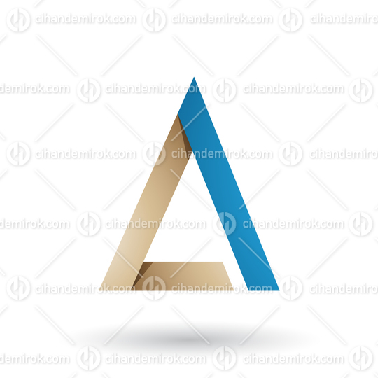 Beige and Blue Folded Triangle Letter A Vector Illustration