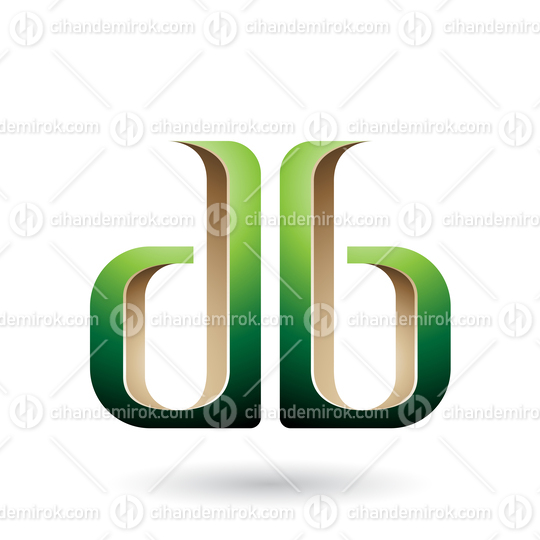 Beige and Green Double Sided D and B Letters Vector Illustration