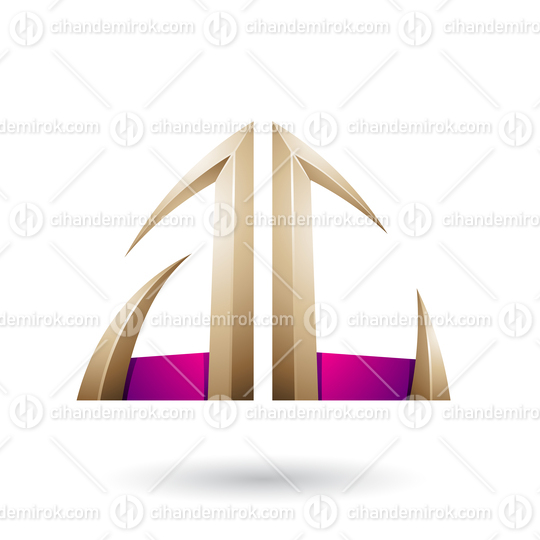 Beige and Magenta Arrow Shaped A and C Letters