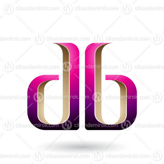 Beige and Magenta Double Sided D and B Letters Vector Illustration