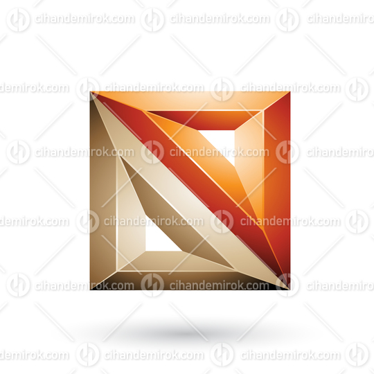 Beige and Orange 3d Geometrical Embossed Triangles and Square Shape