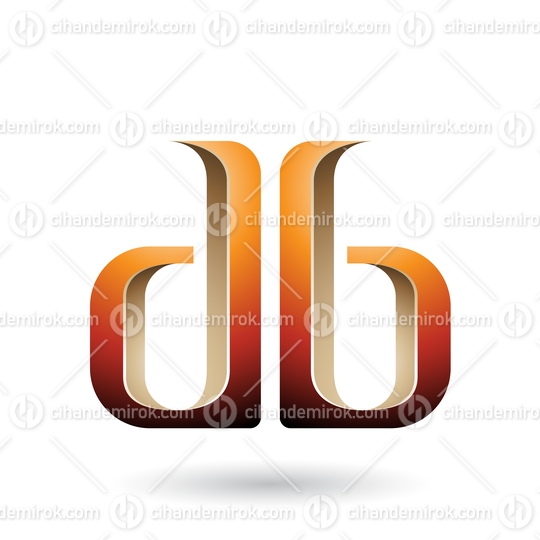 Beige and Orange Double Sided D and B Letters Vector Illustration