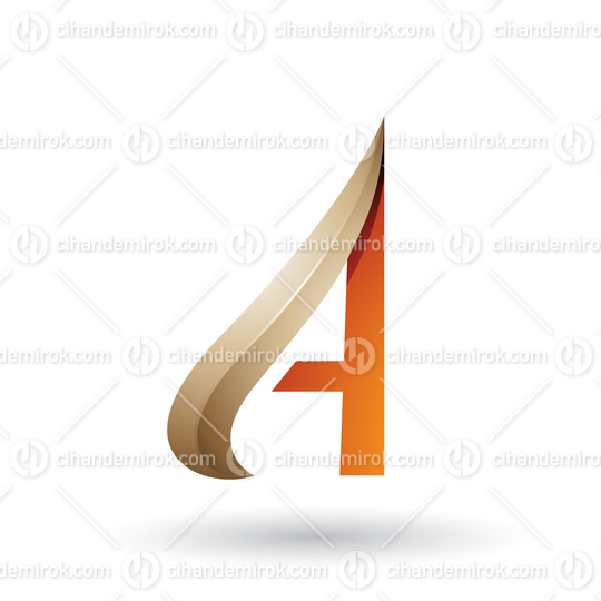 Beige and Orange Embossed Arrow-like Letter A Vector Illustration