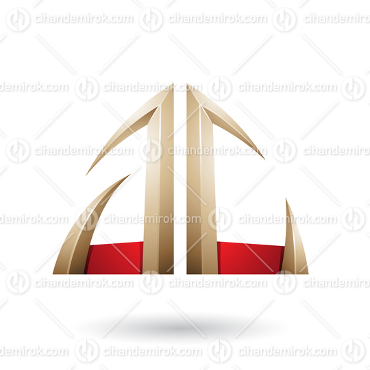 Beige and Red Arrow Shaped A and C Letters Vector Illustration