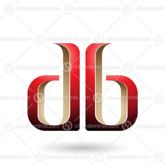Beige and Red Double Sided D and B Letters Vector Illustration