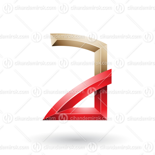 Beige and Red Embossed Letter A with Bended Joints