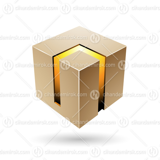 Beige and Yellow 3d Bold Cube