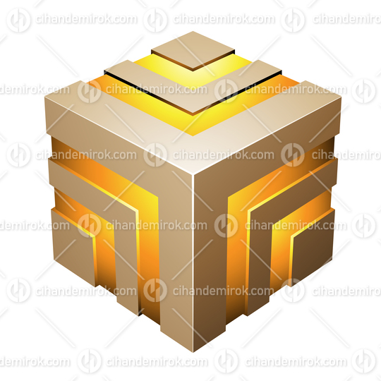 Beige Bold Striped Cube Logo Icon - Bundle No: 001