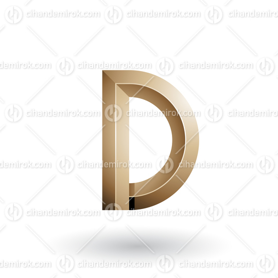 Beige Glossy and Bold 3d Geometrical Letter D Vector Illustration