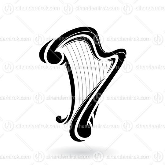 Black Abstract Curvy Harp Icon