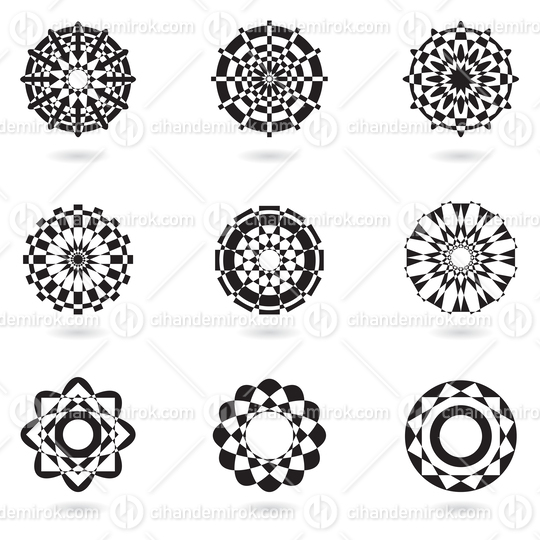 Black Abstract Lace Shaped Ornamental Icons