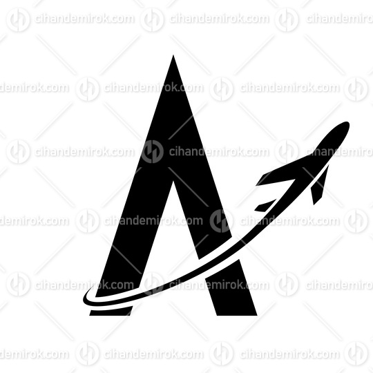 Black Airplane and Letter A - Version 1
