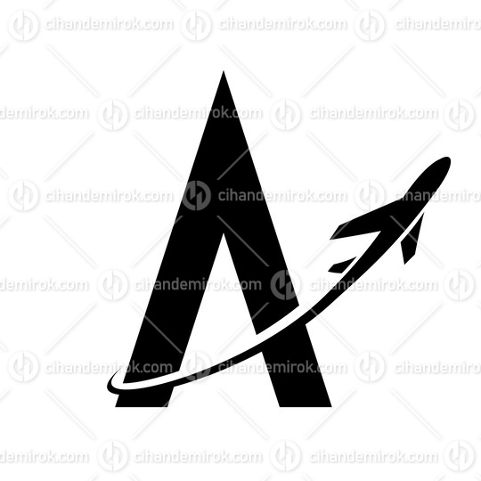 Black Airplane and Letter A - Version 2